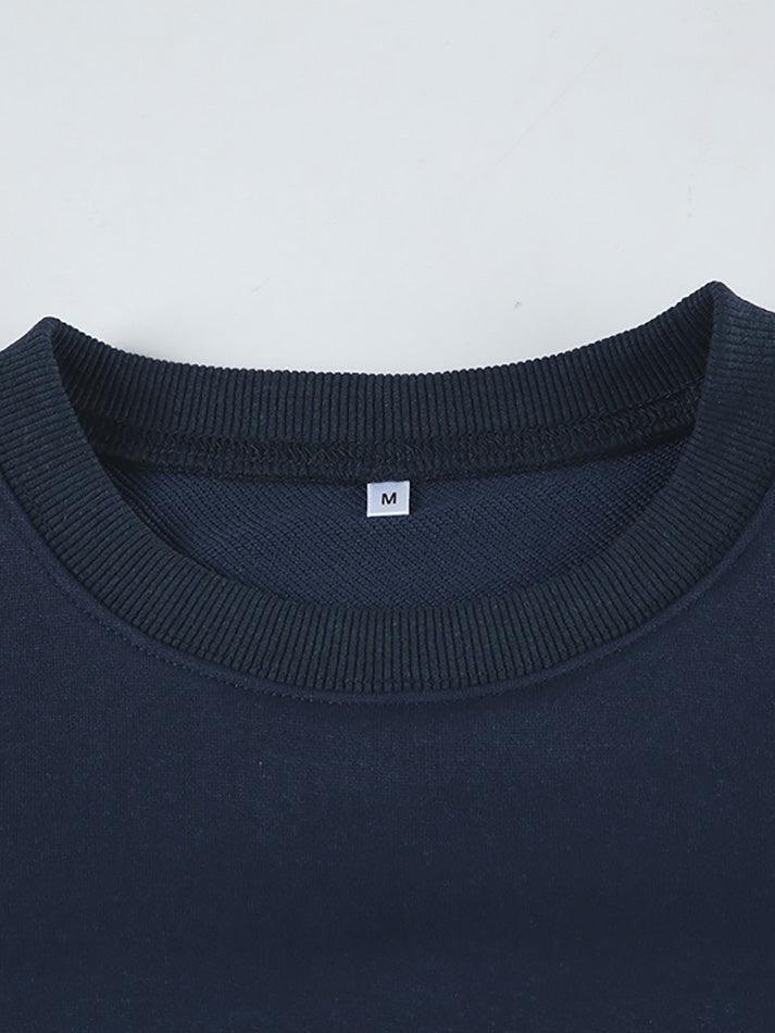 Basic Solid Color Loose Fit Crew Neck Sweatshirt - AnotherChill