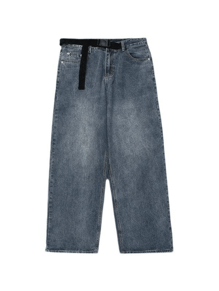 Belted Blue Wash Boyfriend Jeans - AnotherChill