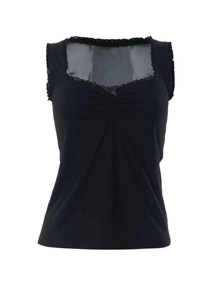 Black Mesh Sheer Cami Top - AnotherChill