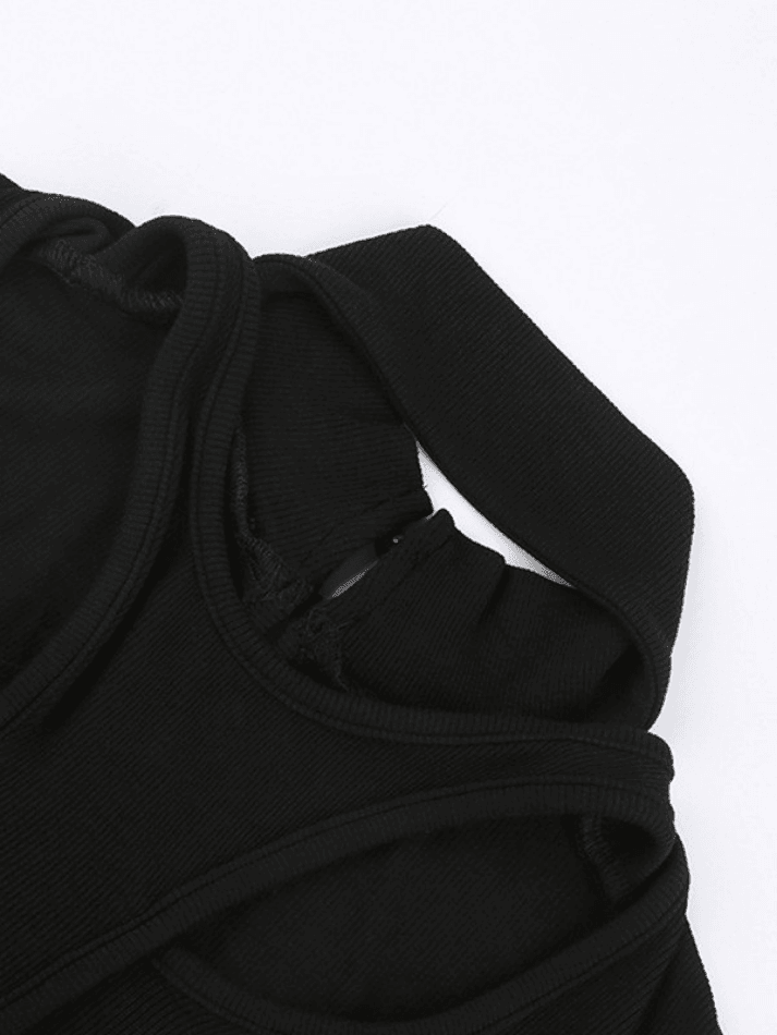 Black Patchwork Cutout Long Sleeve Bodysuit – AnotherChill