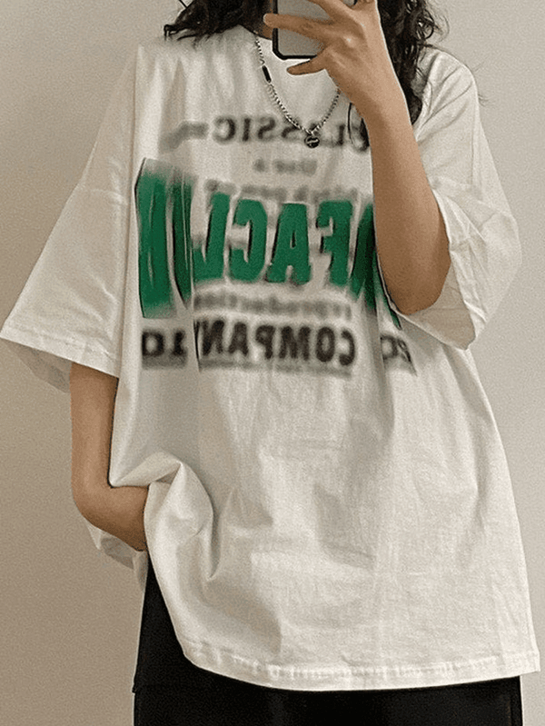 Blurred Letter Graphic Tee - AnotherChill