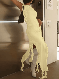 Bodycon Sleeveless Hip Ruffle Dress - AnotherChill