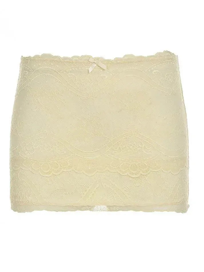 Bow Lace Double-Layer Low-Rise Mini Skirt - AnotherChill
