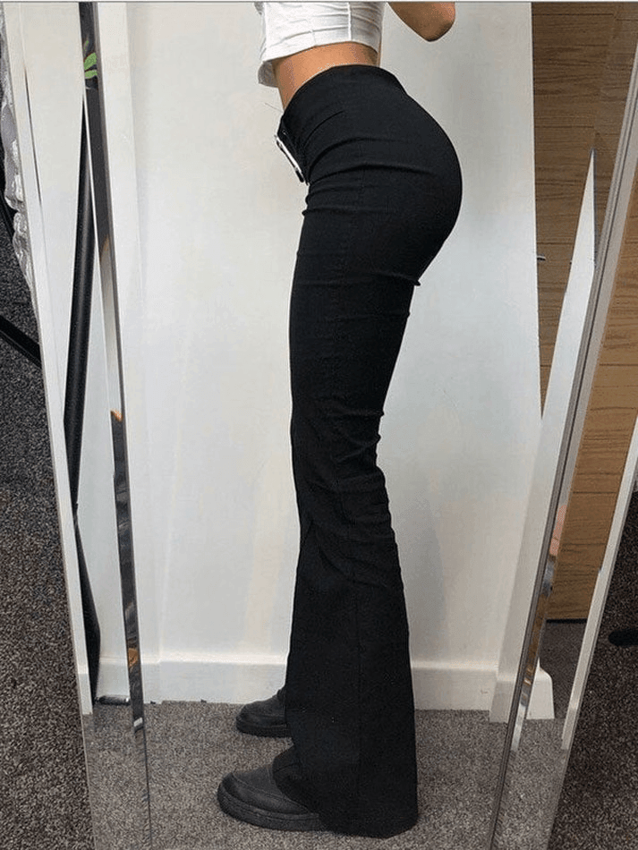 Buckle Belted Flare Leg Pants - AnotherChill