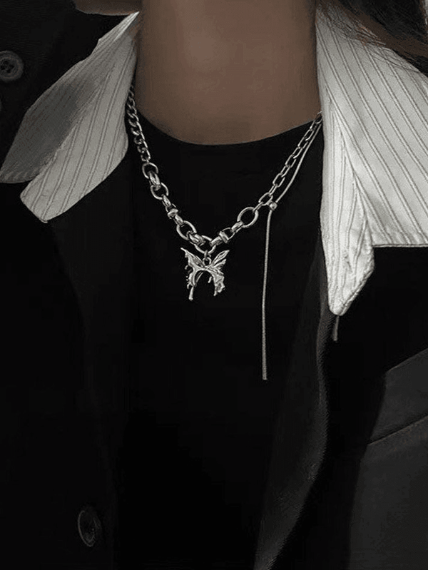 Butterfly Pendant Link Chain Necklace - AnotherChill