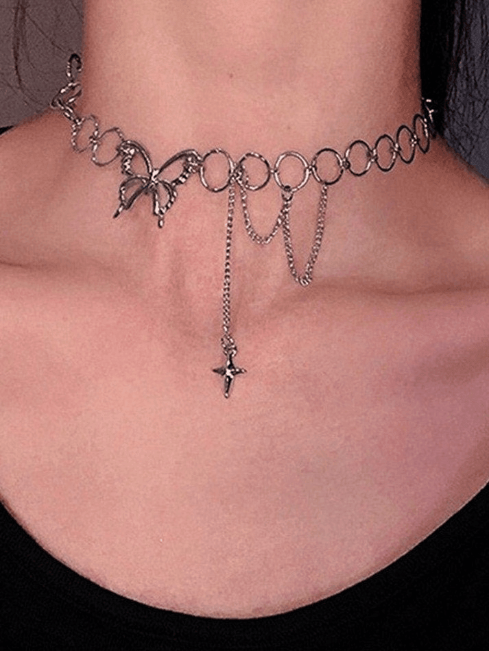 Butterfly Star Decor Choker Necklace - AnotherChill