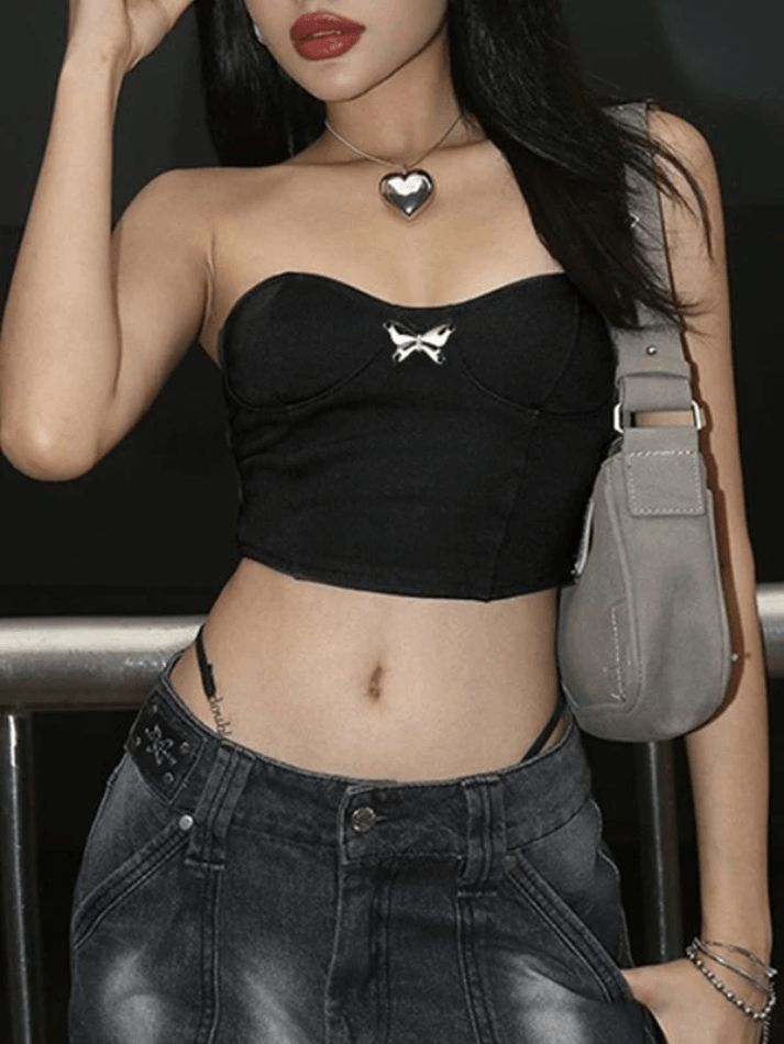 Butterfly Strapless Backless Bandeau Crop Top - AnotherChill