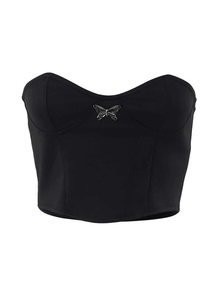 Butterfly Strapless Backless Bandeau Crop Top - AnotherChill