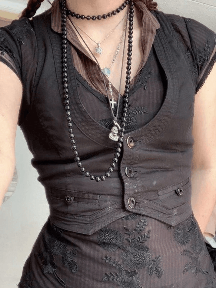 2023 Button Front Corset Top Black S in Tops&Tees Online Store ...