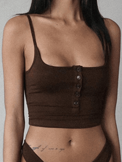 Button Front Crop Cami Top - AnotherChill