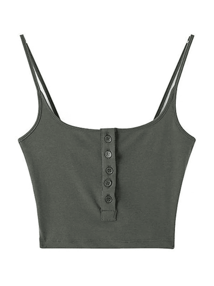 Button Front Crop Cami Top - AnotherChill