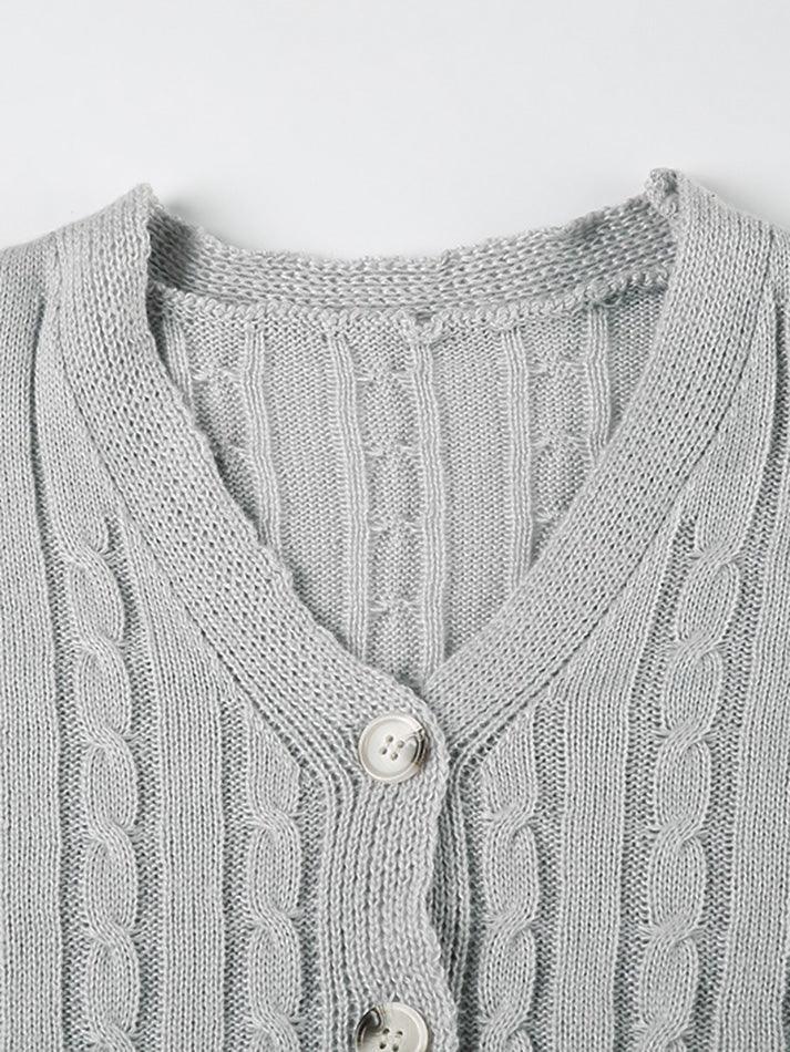 Button V-Neck Oversized Knit Cardigan - AnotherChill
