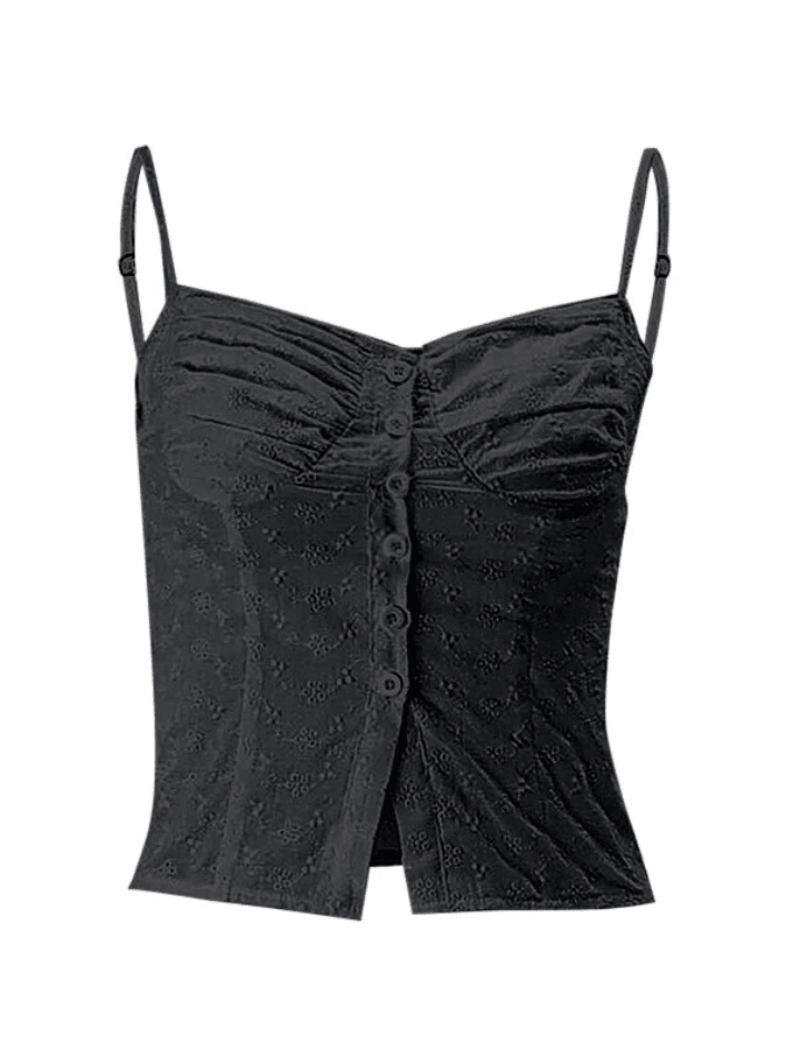Buttoned Broderie Lace Cami Top - AnotherChill