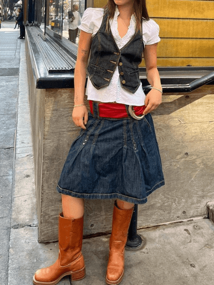 Y2K Denim Corset Style Top - Medium main image 1