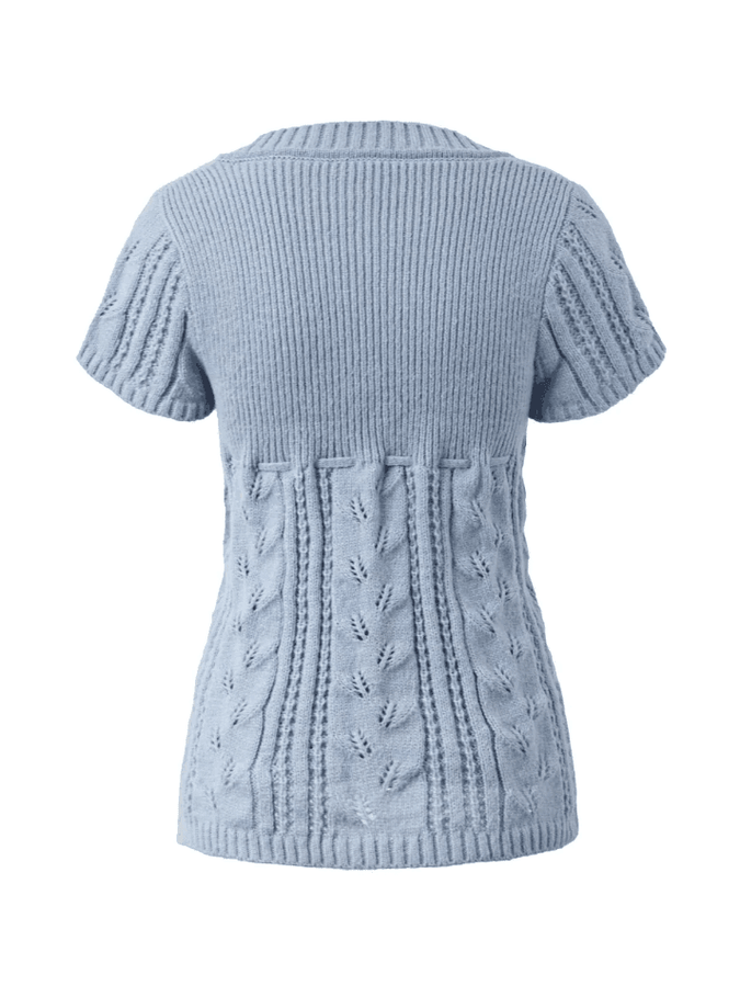 Buttoned Slit Tie Front Knit Top – AnotherChill