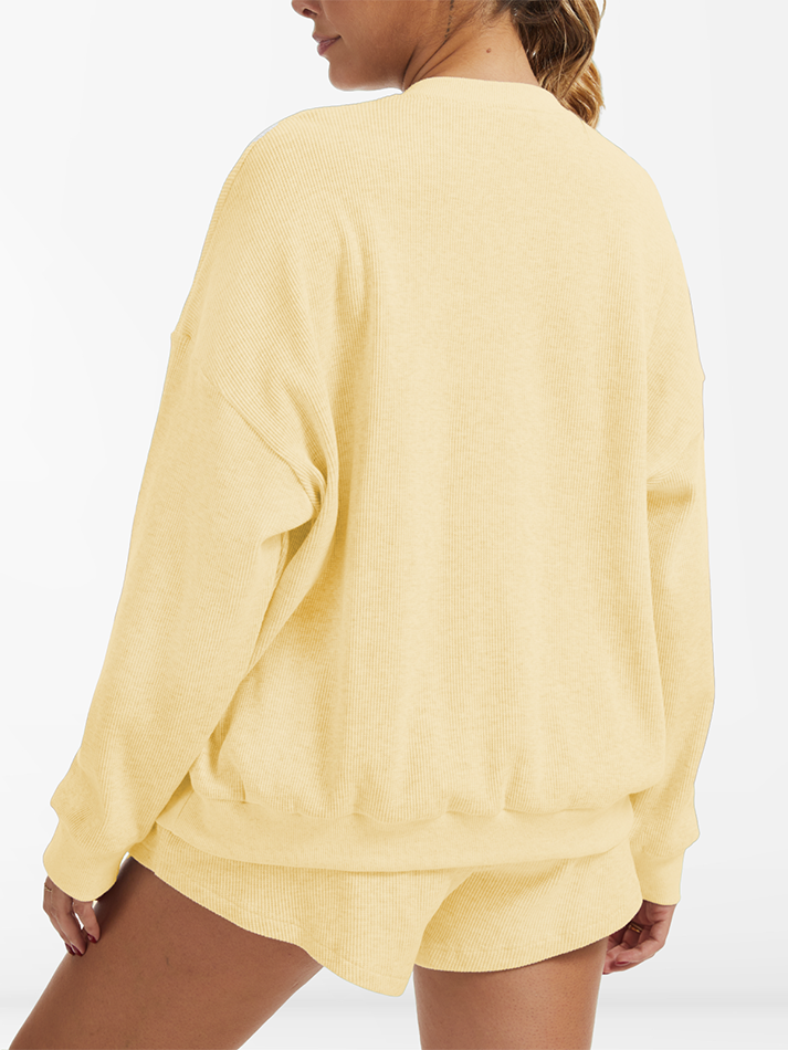 Oversized Long-Sleeve Waffle Knit Lounge Set