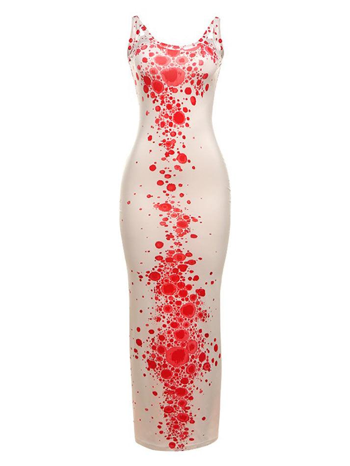 Red Spots Print Maxi Dress - AnotherChill
