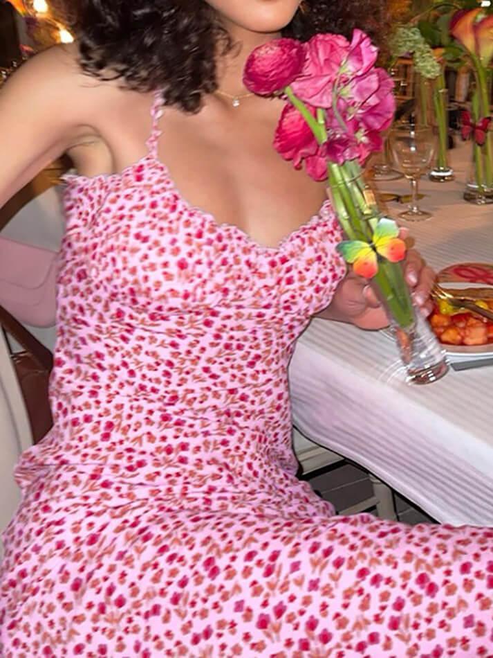 cami floral bohemian vacation midi dress Elenzga Multicolor Floral Print Plus Size Dress Wedding Guest Party Semi Formal Spaghetti Strap Slim Fit Flared Hem Knitted Fabric Boho Casu,3XL