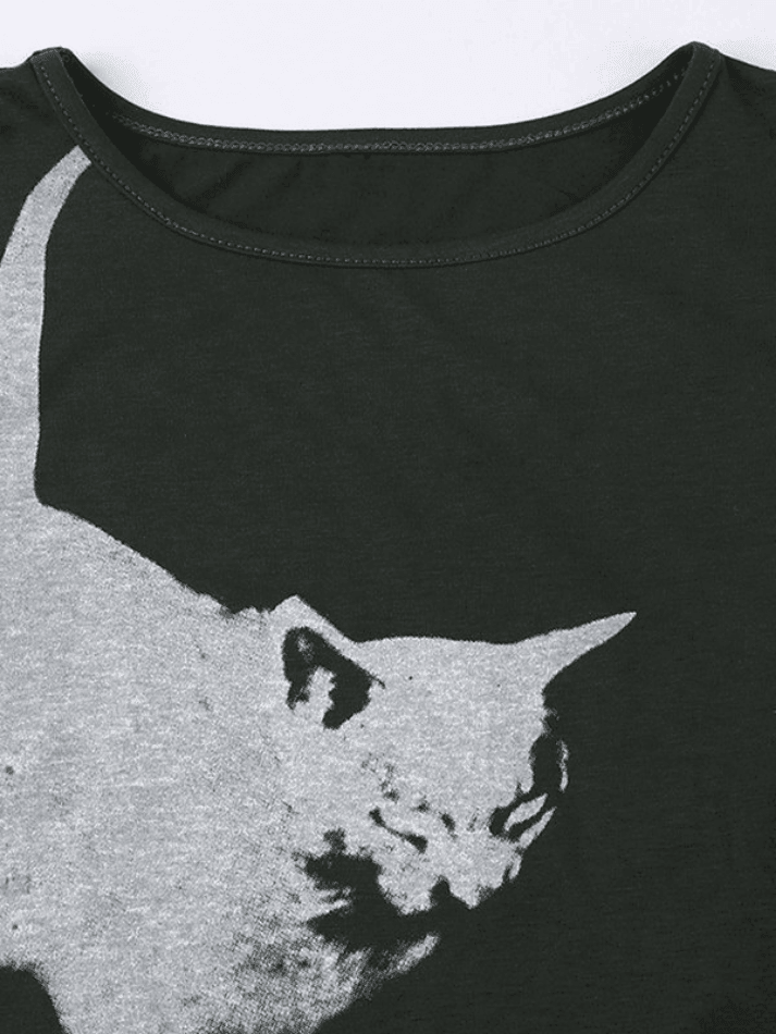 Cat Print Cropped Tank Top - AnotherChill