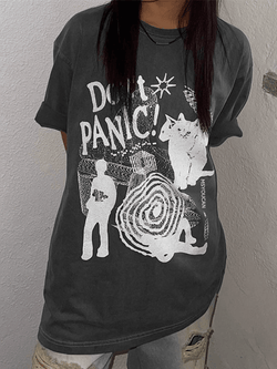 Cat Print Oversized Short Sleeve - AnotherChill