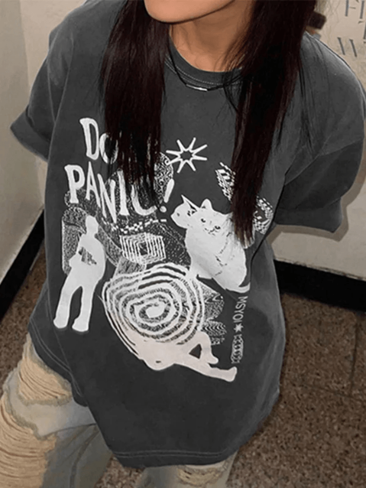 Cat Print Oversized Short Sleeve - AnotherChill