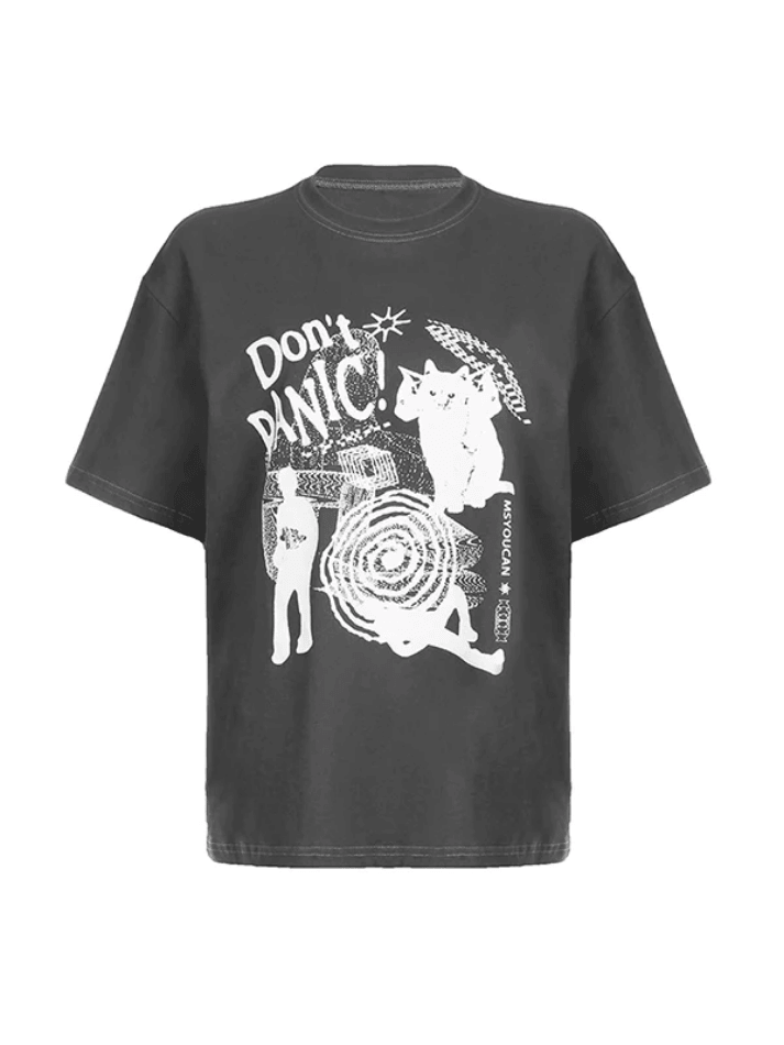 Cat Print Oversized Short Sleeve - AnotherChill