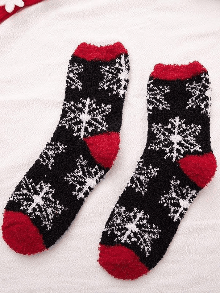 Christmas Snowflake Lounge Fleece Socks - AnotherChill