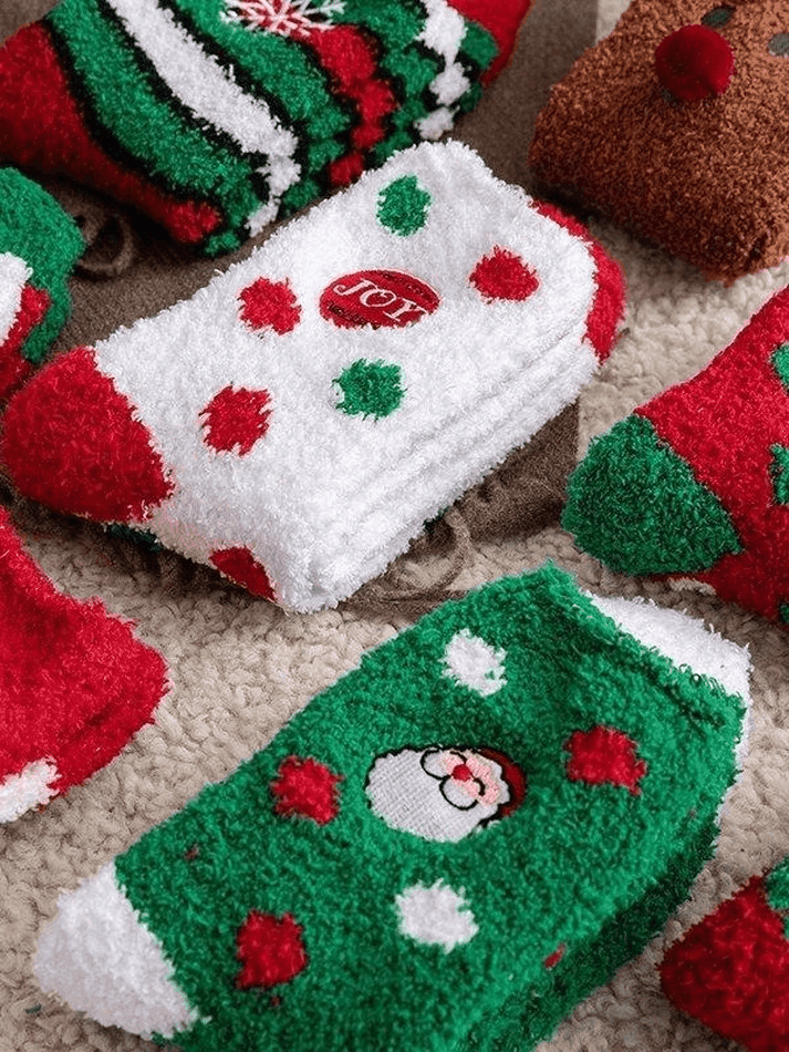 Christmas Wave Point Coral Fleece Socks - AnotherChill