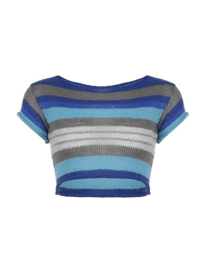 Color Block Striped Knit Crop Top - AnotherChill