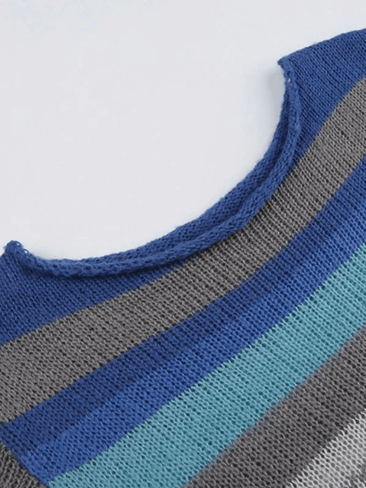 Color Block Striped Knit Crop Top - AnotherChill