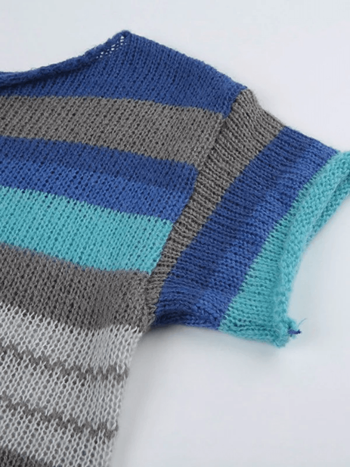Color Block Striped Knit Crop Top - AnotherChill