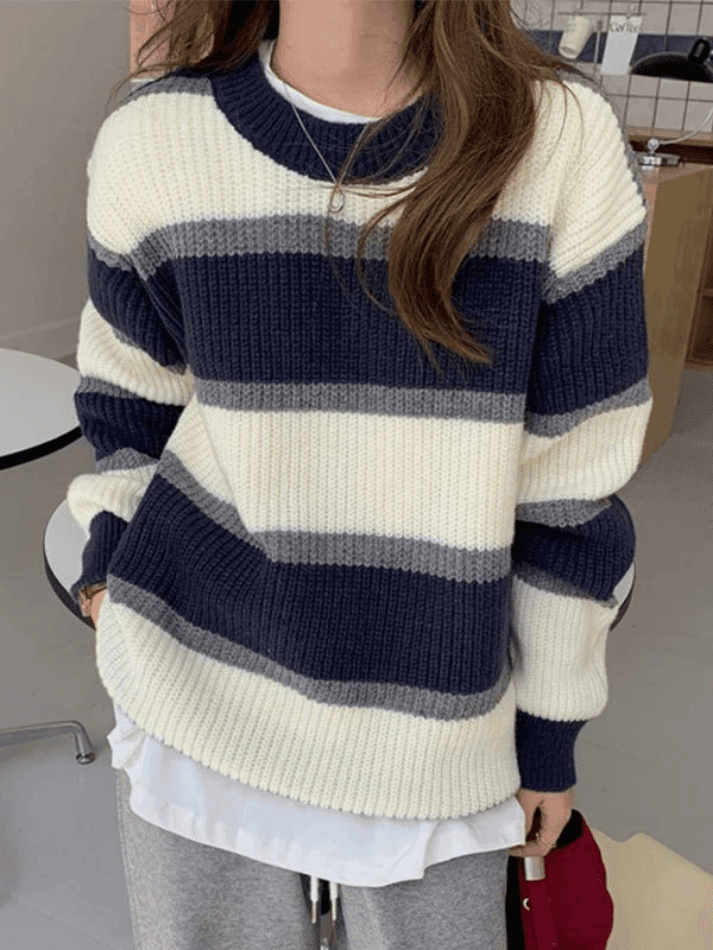 Color Block Striped Knit Sweater – AnotherChill