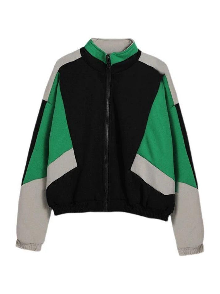 Color Block Zip Up Varsity Jacket - AnotherChill