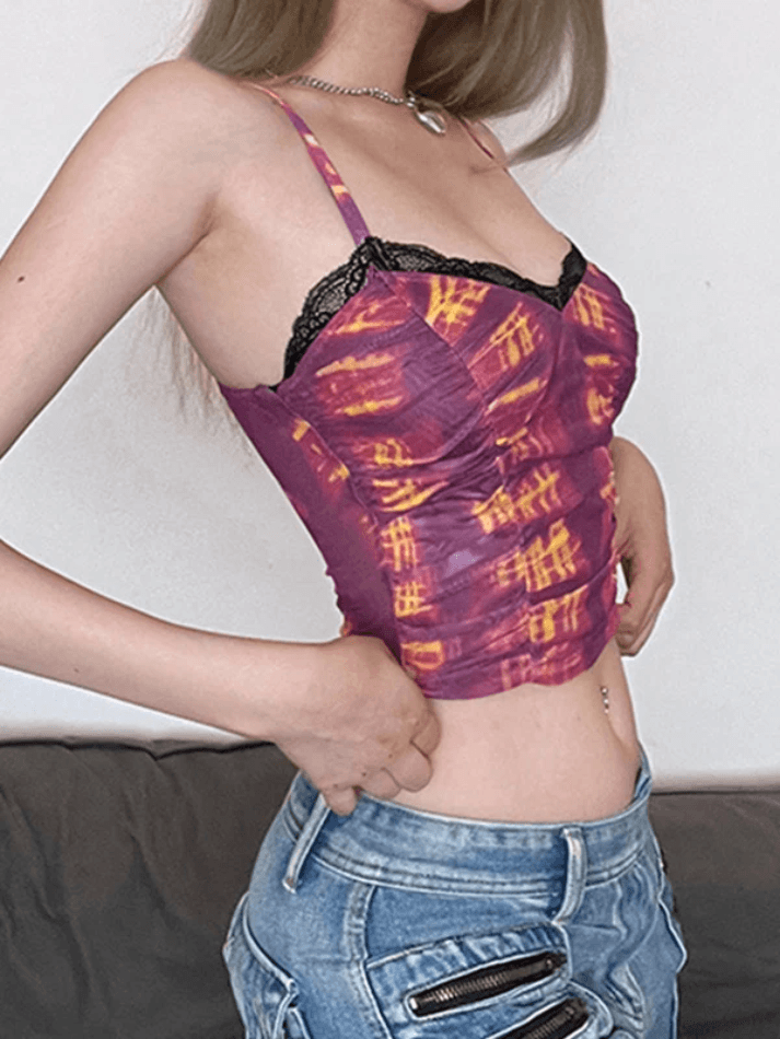 Contrast Color Lace Cami Top - AnotherChill