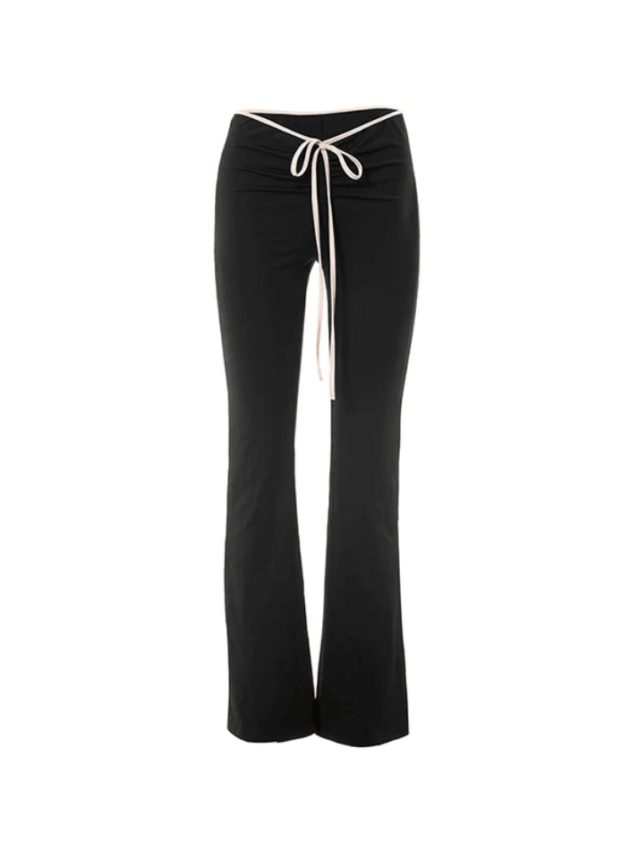 Contrast Color Low Waist Flare Leg Pants - AnotherChill