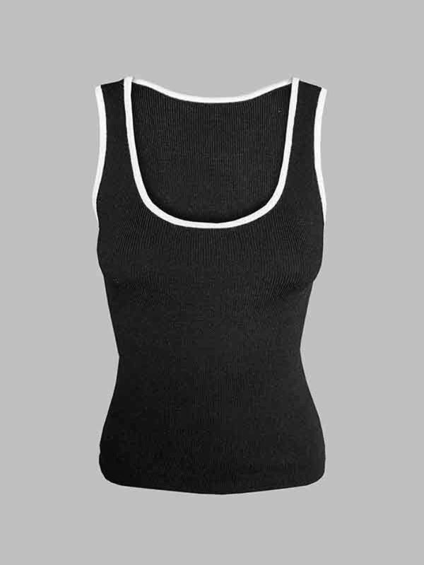 Contrast Color U Neck Tank Top - AnotherChill
