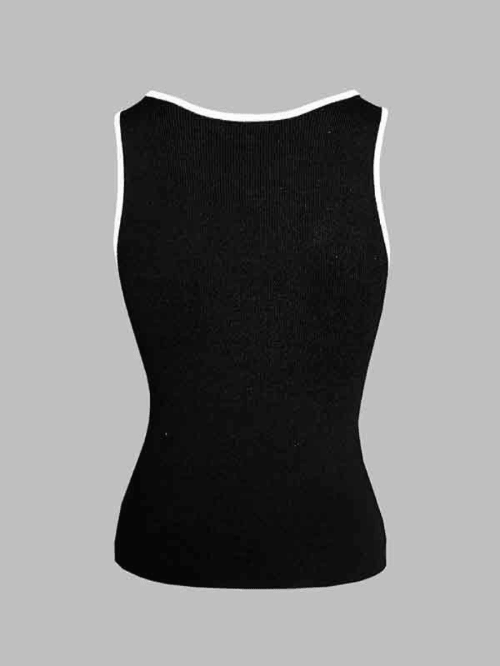 Contrast Color U Neck Tank Top - AnotherChill