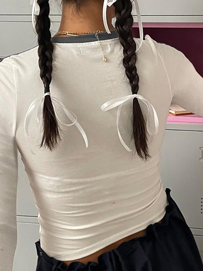 Contrast Digital Print Long Sleeve Top - AnotherChill
