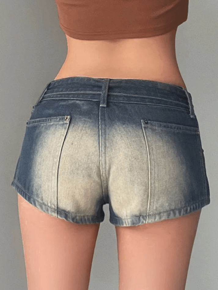 Contrast Metal Stud Denim Shorts - AnotherChill