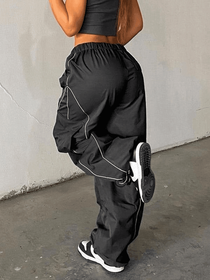 Piping Detail Pocket Cargo Pants - AnotherChill