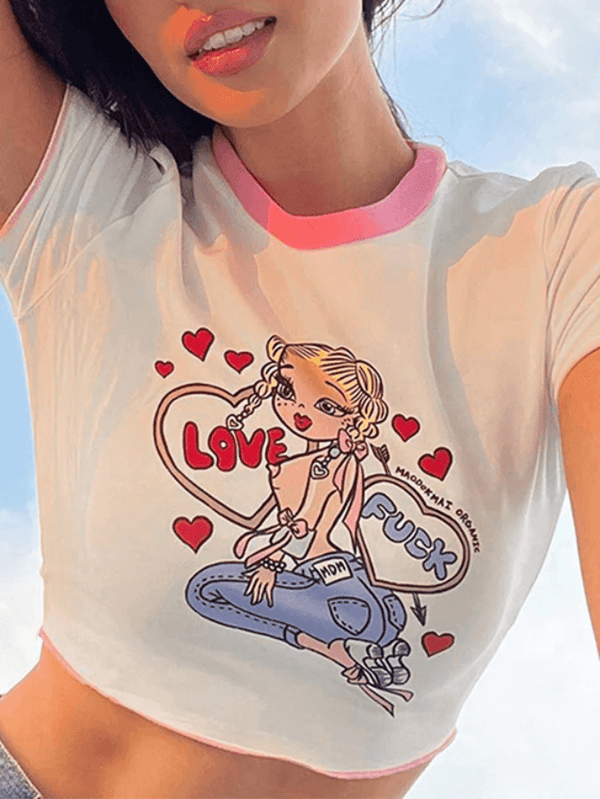 Contrast Print Short Sleeve Tee - AnotherChill