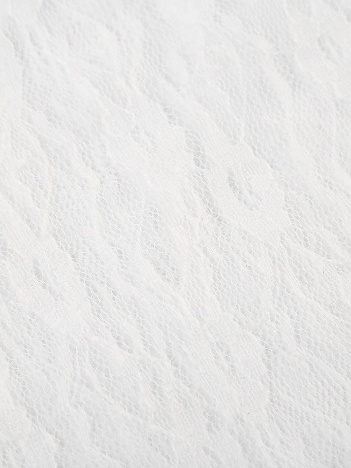 Contrast Trim V Neck Lace Top - AnotherChill