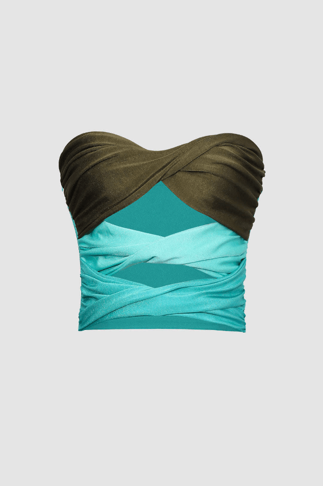 Contrast Twisted Front Tube Top - AnotherChill