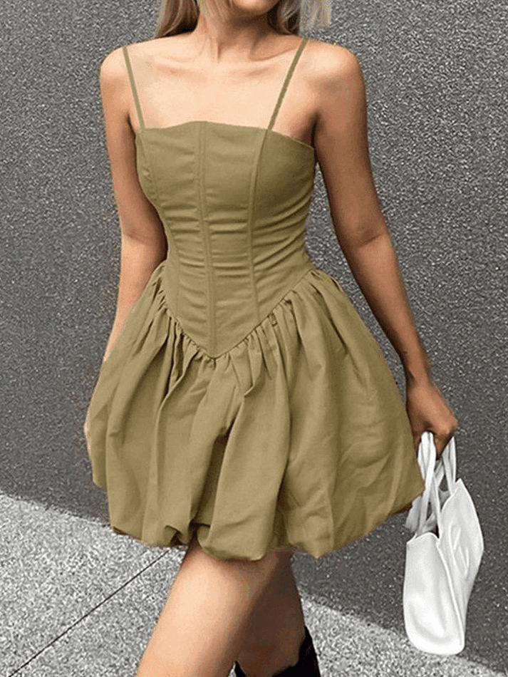 Corset Detail Bubble Mini Dress - AnotherChill
