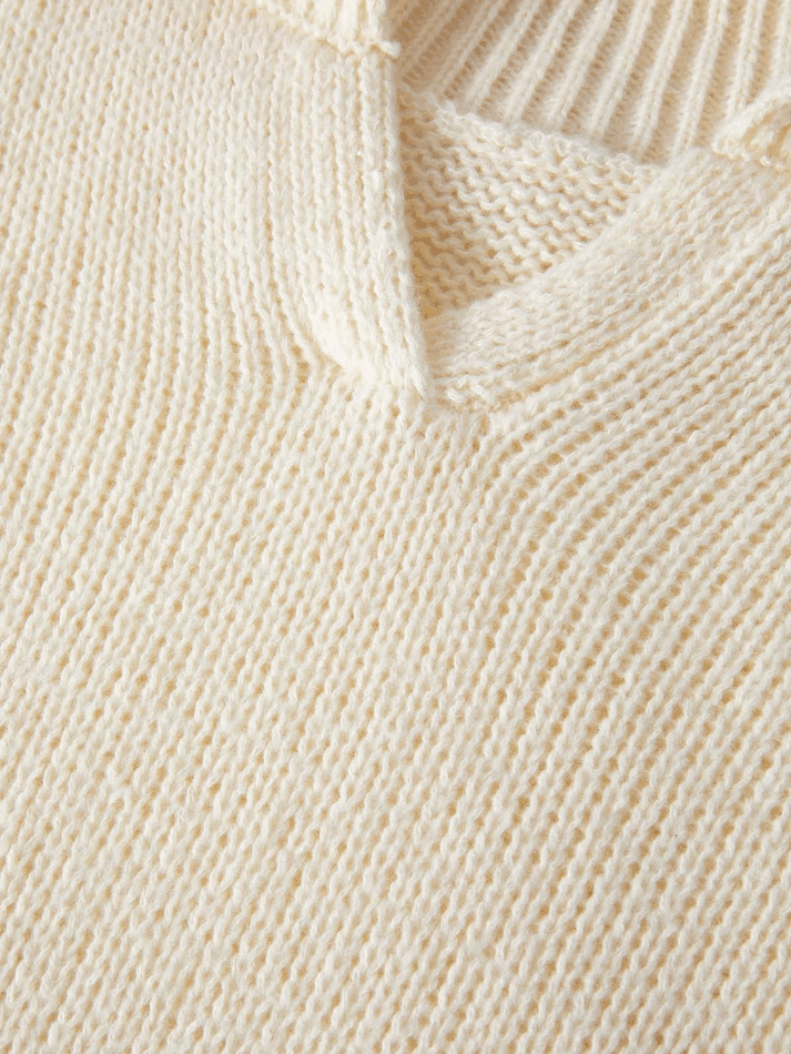 Cropped Collared Fuzzy Knit Sweater - AnotherChill