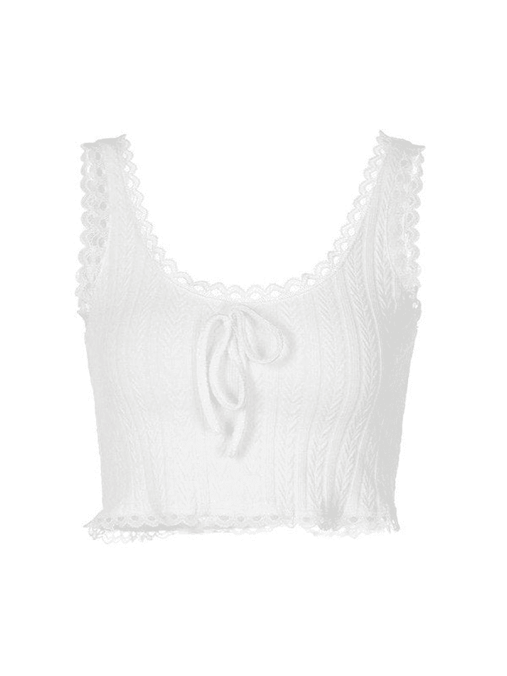 2023 Cropped Lace Trim White Tank Top White S in Tops&Tees Online Store ...
