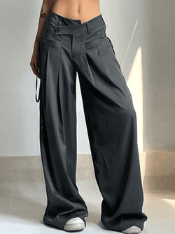 Cross Over Pleated Tailored Pants - AnotherChill