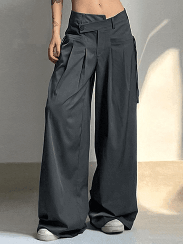 Cross Over Pleated Tailored Pants - AnotherChill