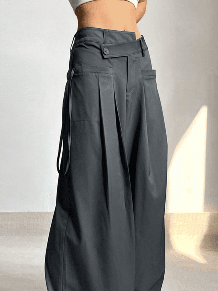 Cross Over Pleated Tailored Pants - AnotherChill
