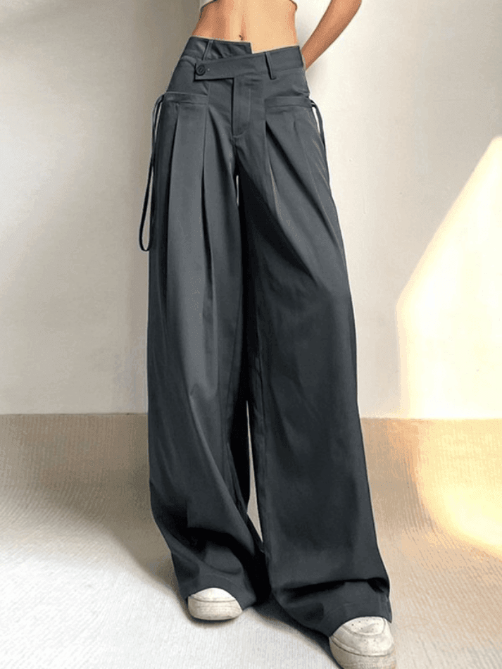 Cross Over Pleated Tailored Pants - AnotherChill